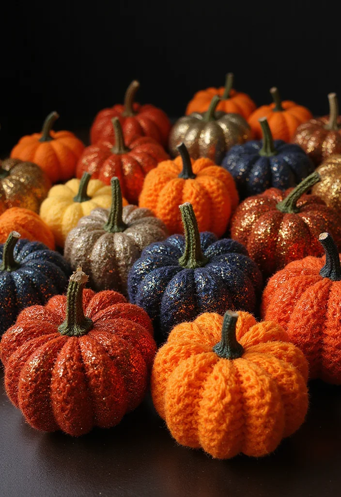 Crochet Pumpkin Free Pattern: Fall Décor Guide with 19 Seasonal Visual Inspirations - 7. Glittery Crochet Pumpkins