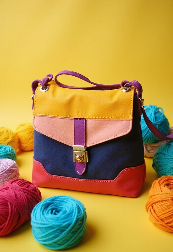 Crochet Purse Pattern Free: DIY Bag Guide with 18 Fashionable Visual Inspirations - 5. Color Block Satchel