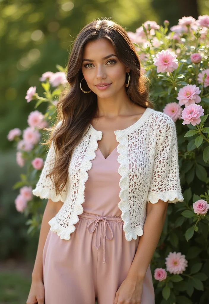 Crochet Shrug Pattern Free: Lightweight Wearable Guide with 20 Chic Visual Inspirations - 16. Ruffled Edge Shrug