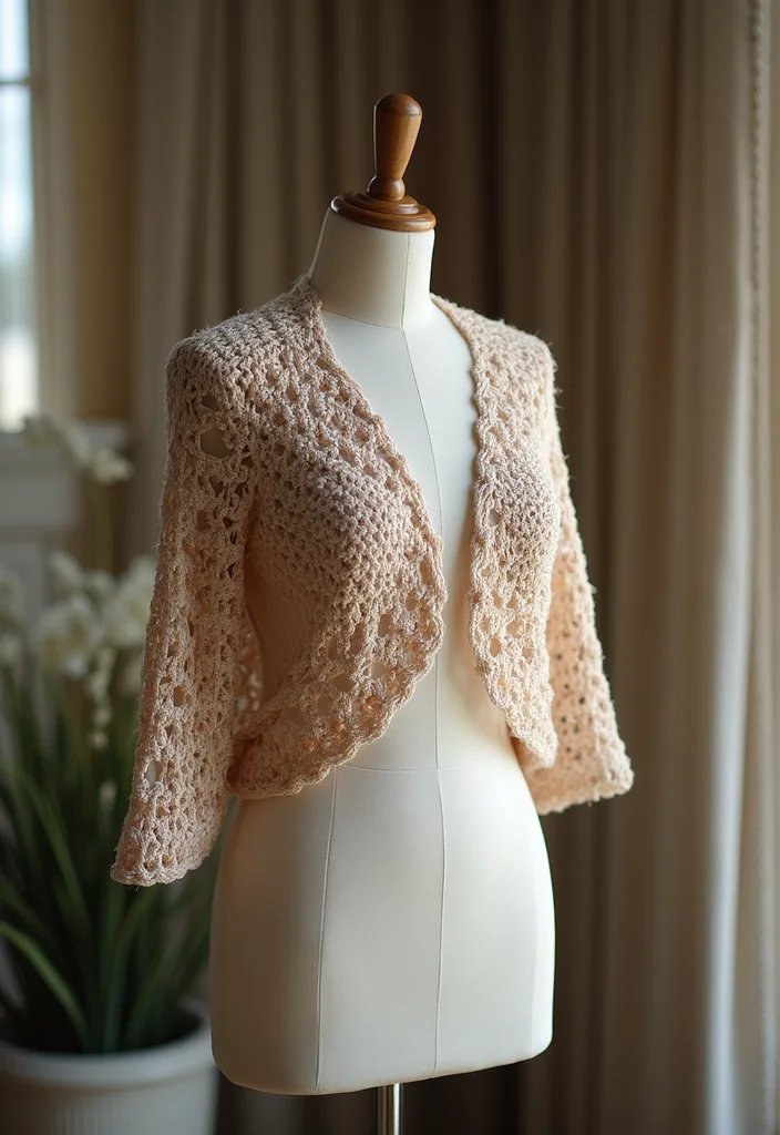 Crochet Shrug Pattern Free: Lightweight Wearable Guide with 20 Chic Visual Inspirations - 5. Elegant Evening Shrug