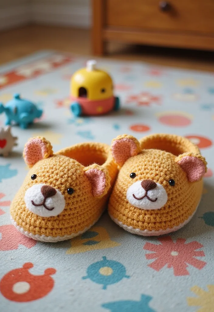 Crochet Slippers Free Pattern: Cozy Footwear Guide with 18 Comfort-Focused Visual Inspirations - 11. Animal-Themed Slippers: Adorable and Fun