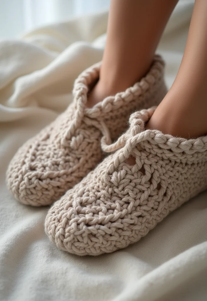Crochet Slippers Free Pattern: Cozy Footwear Guide with 18 Comfort-Focused Visual Inspirations - 14. Textured Slippers: Adding Depth to Design