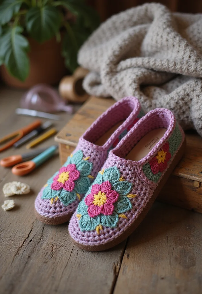 Crochet Slippers Free Pattern: Cozy Footwear Guide with 18 Comfort-Focused Visual Inspirations - 6. Personalized Slippers: Make Them Truly Yours