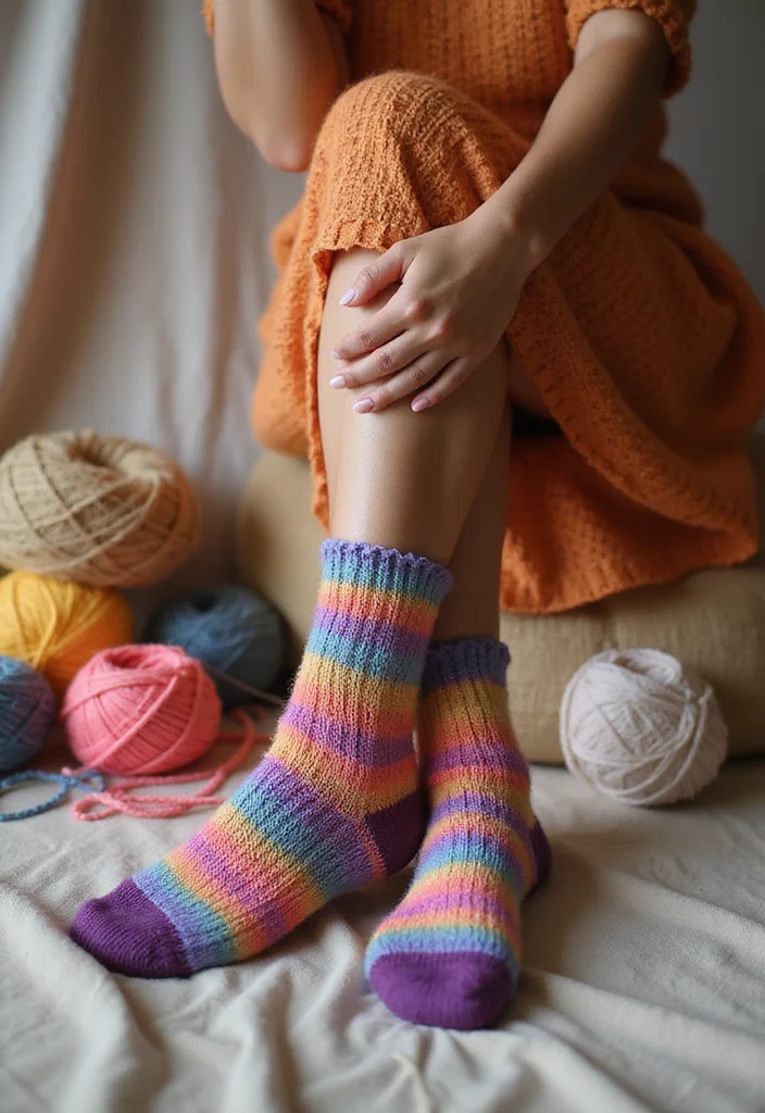 Crochet Socks Free Pattern: Handmade Cozy Footwear Guide with 17 Warm Visual Inspirations - 13. Gradient & Ombre Styles