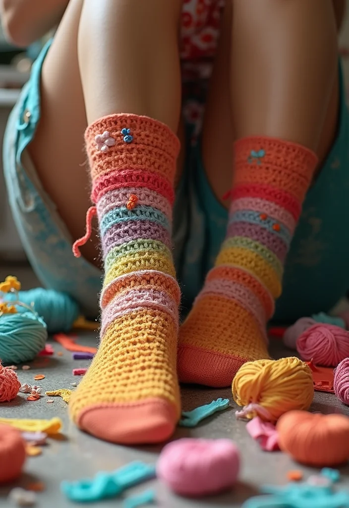 Crochet Socks Free Pattern: Handmade Cozy Footwear Guide with 17 Warm Visual Inspirations - 15. Fun and Whimsical Sock Designs