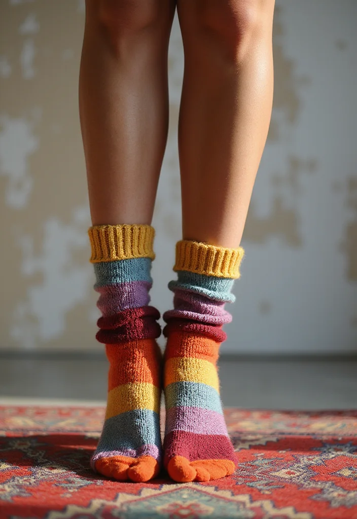 Crochet Socks Free Pattern: Handmade Cozy Footwear Guide with 17 Warm Visual Inspirations - 7. Color Blocking Techniques