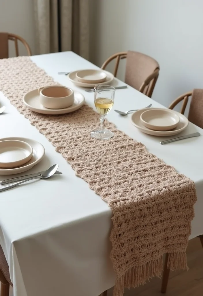 Crochet Table Runner Pattern Guide with 18 Beautiful Visual Inspirations to Elevate Your Décor - 10. Minimalist Design