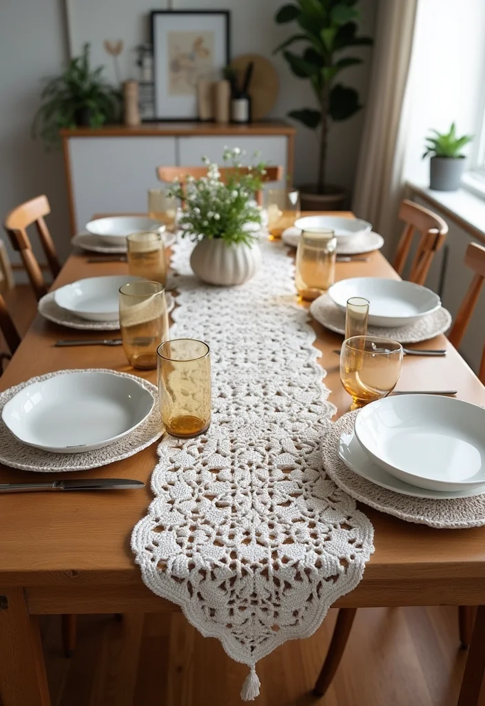 Crochet Table Runner Pattern Guide with 18 Beautiful Visual Inspirations to Elevate Your Décor - 16. Functional and Stylish