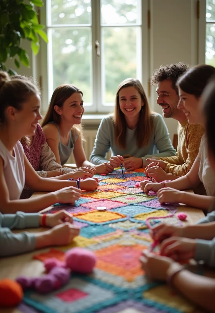 Crochet Table Runner Pattern Guide with 18 Beautiful Visual Inspirations to Elevate Your Décor - 17. Collaborative Crochet Projects