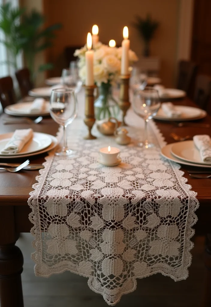 Crochet Table Runner Pattern Guide with 18 Beautiful Visual Inspirations to Elevate Your Décor - 4. Elegant Lace Patterns