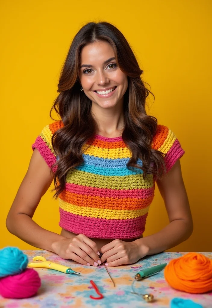 Crochet Top Pattern Free: Stylish Wearable Guide with 19 Fashion Visual Inspirations - 12. Eye-Catching Colorblock Top