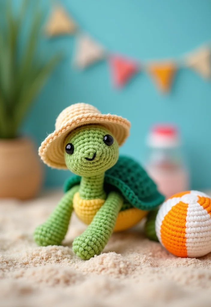 Crochet Turtle Pattern Free: Cute Animal Plush Guide with 19 Ocean-Inspired Visual Inspirations - 3. Beachy Vibes Turtle