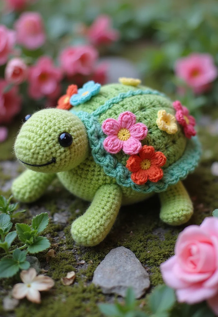 Crochet Turtle Pattern Free: Cute Animal Plush Guide with 19 Ocean-Inspired Visual Inspirations - 6. Turtles with Floral Accents