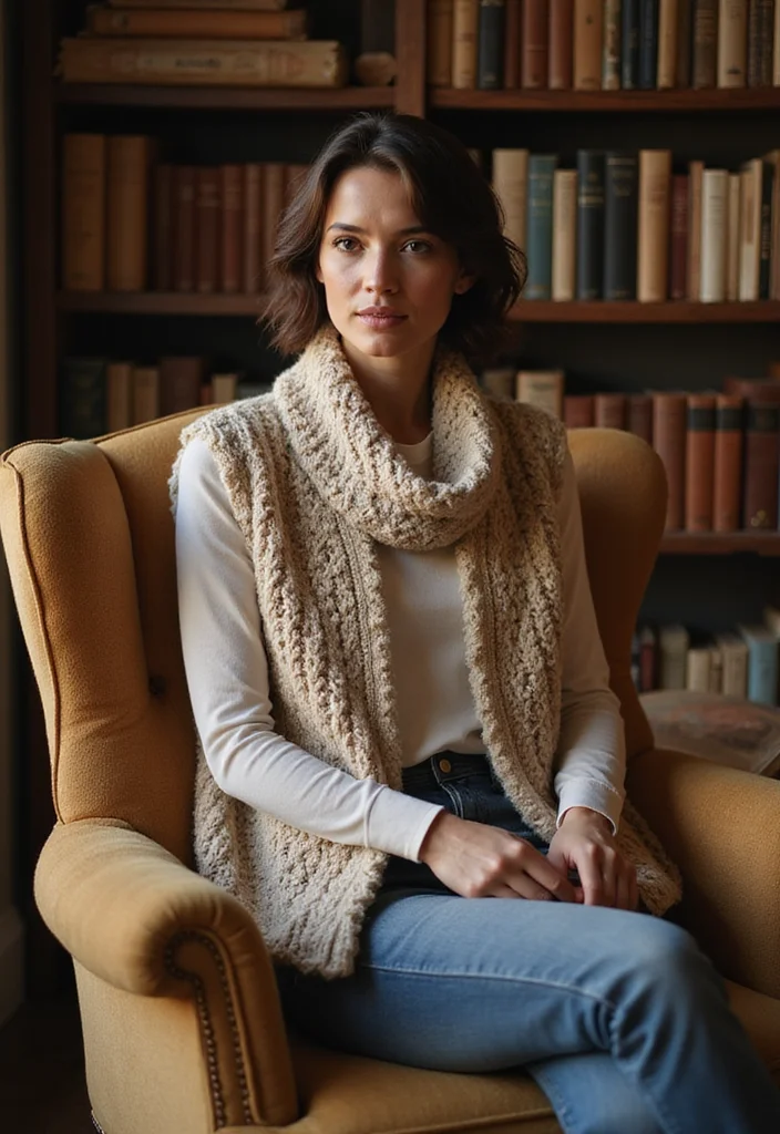 Crochet Vest Pattern Free: Stylish Layering Guide with 18 Trendy Visual Inspirations - 17. Cozy Cowl-Neck Crochet Vest