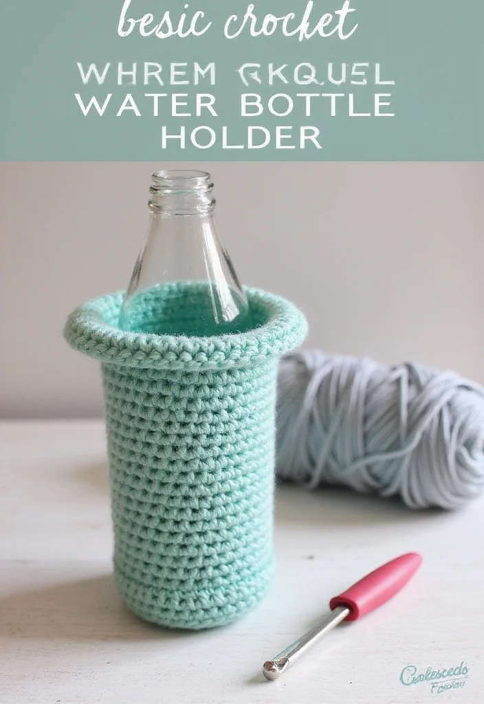 Crochet Water Bottle Holder Tutorial with 17 Functional Visual Inspirations - 1. Basic Crochet Water Bottle Holder