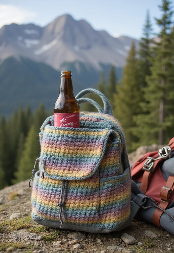 Crochet Water Bottle Holder Tutorial with 17 Functional Visual Inspirations - 10. Convertible Backpack Holder