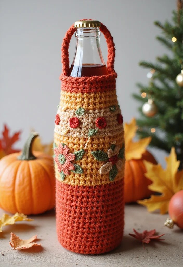 Crochet Water Bottle Holder Tutorial with 17 Functional Visual Inspirations - 11. Seasonal Themed Holder