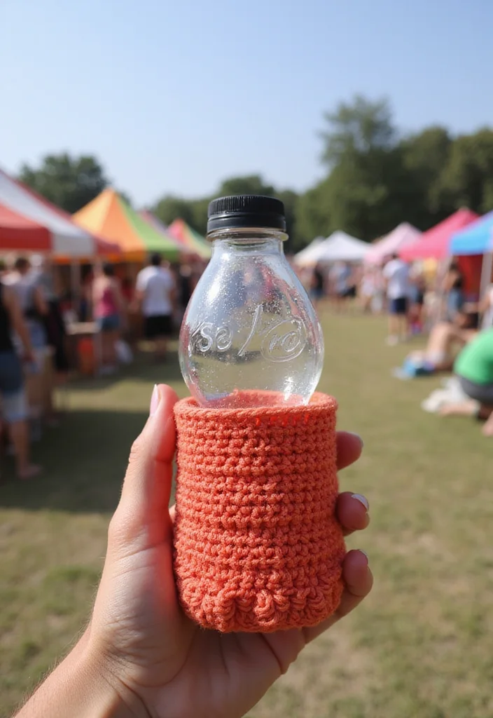 Crochet Water Bottle Holder Tutorial with 17 Functional Visual Inspirations - 15. Festival Ready Holder
