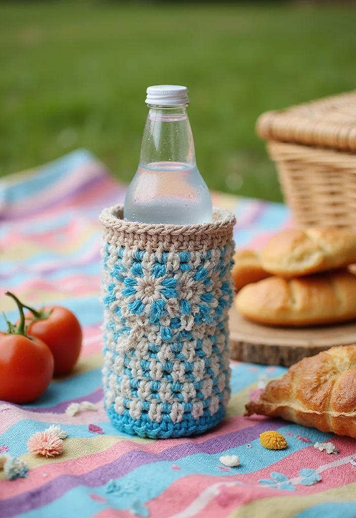 Crochet Water Bottle Holder Tutorial with 17 Functional Visual Inspirations - 2. Stylish Tote-Style Holder
