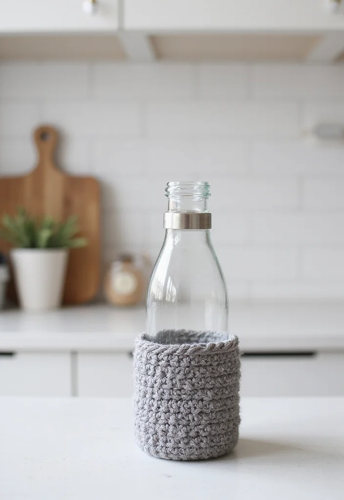 Crochet Water Bottle Holder Tutorial with 17 Functional Visual Inspirations - 8. Minimalist Chic Holder