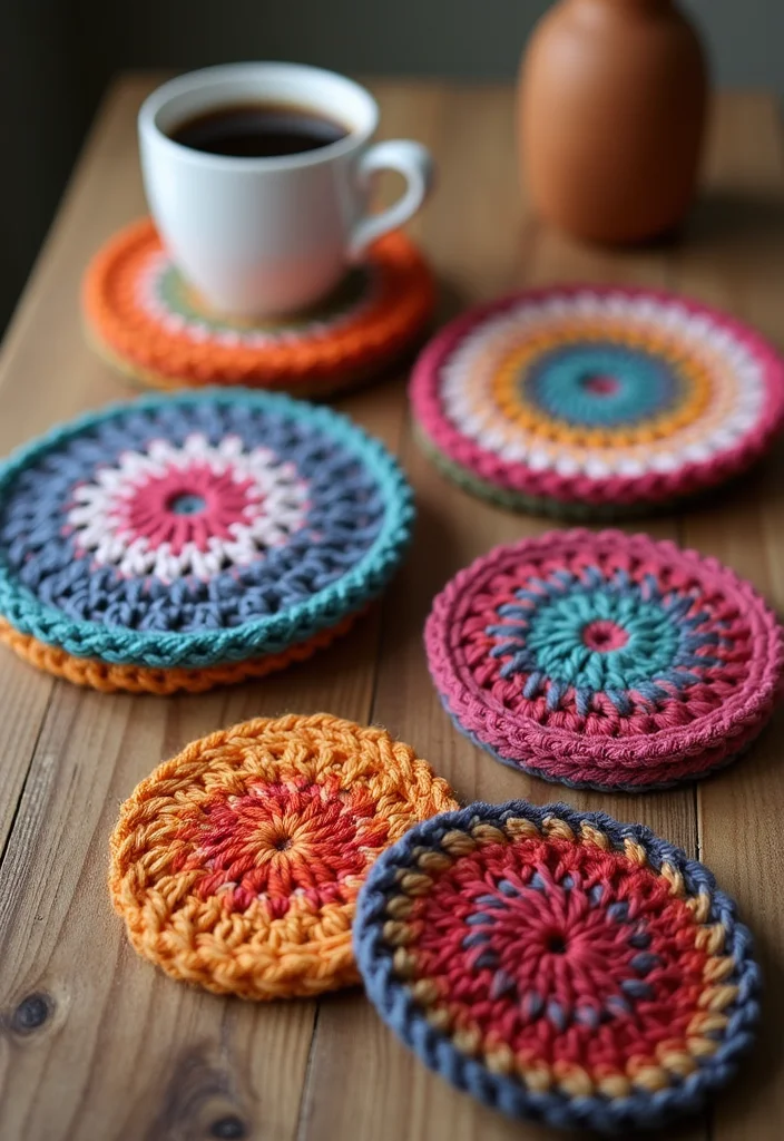 Cute Things to Crochet: Fun & Easy Ideas with 19 Sweet Visual Inspirations - 2. Colorful Crochet Coasters