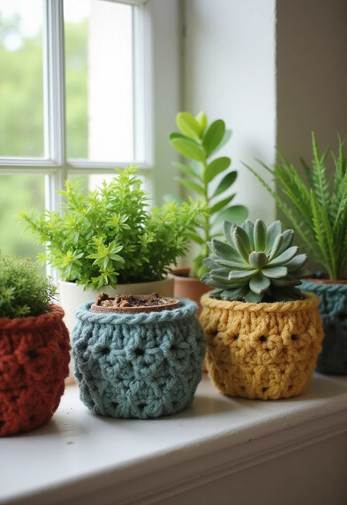 Cute Things to Crochet: Fun & Easy Ideas with 19 Sweet Visual Inspirations - 3. Cozy Crochet Plant Pot Covers