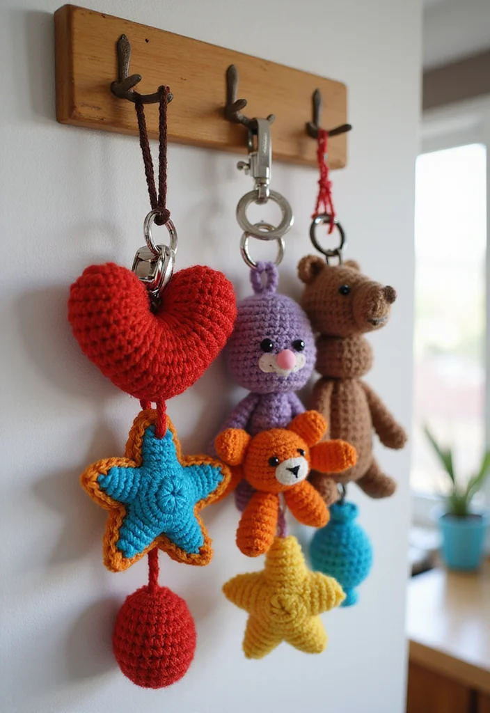 Cute Things to Crochet: Fun & Easy Ideas with 19 Sweet Visual Inspirations - 7. Charming Crochet Keychains