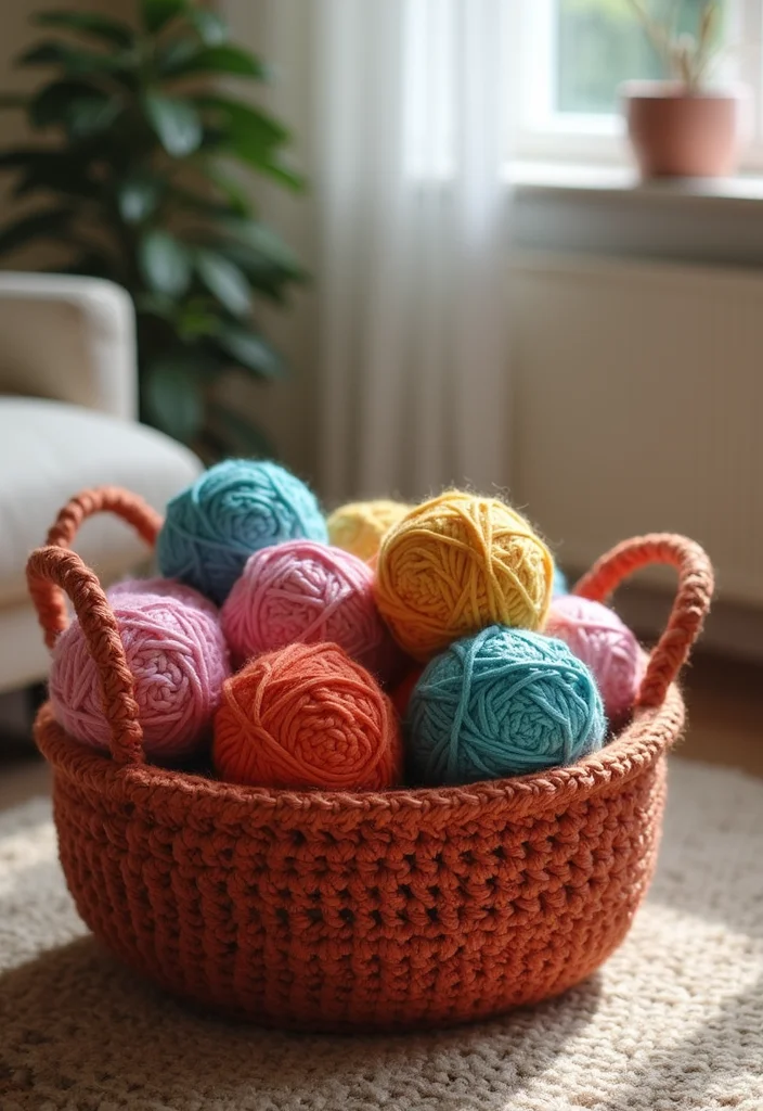 Easy Beginner Crochet Patterns: Simple First-Project Guide with 17 Helpful Visual Inspirations - 3. Cozy Crochet Basket