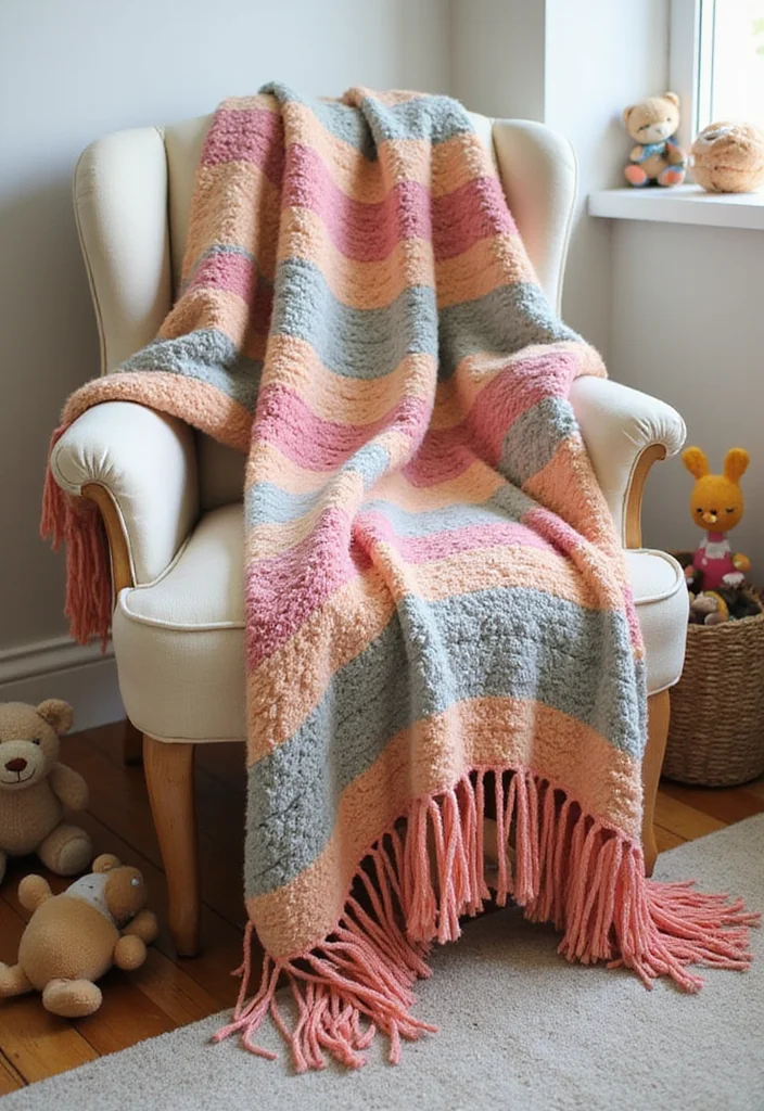 Easy Crochet Baby Blanket Guide: 20 Gentle Visual Inspirations for Beginners - 18. Twisted Fringe Blanket