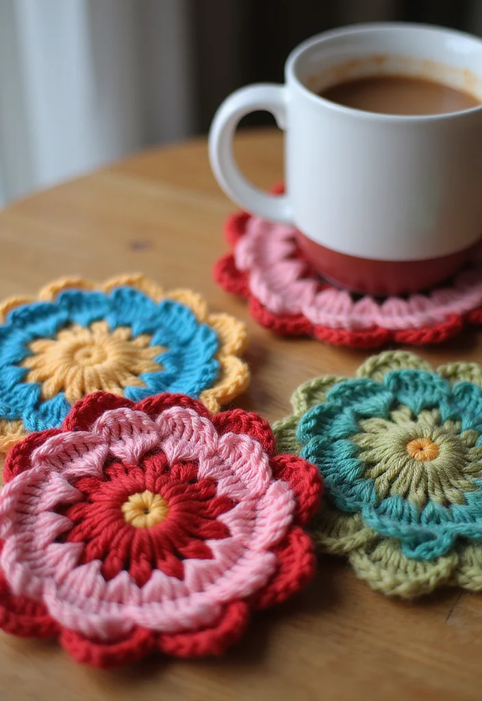 Easy Things to Crochet: Beginner-Friendly Guide with 17 Simple Visual Inspirations - 1. Cozy Crochet Coasters