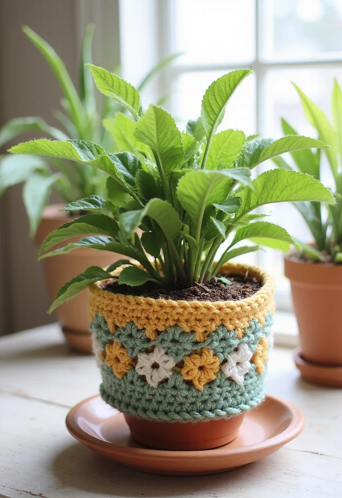 Easy Things to Crochet: Beginner-Friendly Guide with 17 Simple Visual Inspirations - 2. Simple Crochet Plant Pot Cover
