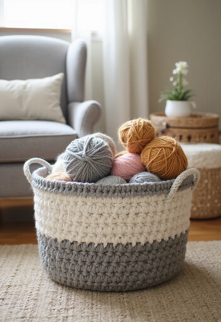 Easy Things to Crochet: Beginner-Friendly Guide with 17 Simple Visual Inspirations - 7. Crochet Basket Organizer