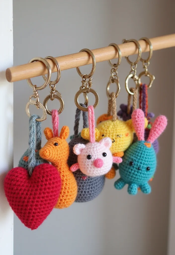 Easy Things to Crochet: Beginner-Friendly Guide with 17 Simple Visual Inspirations - 8. Crochet Keychain