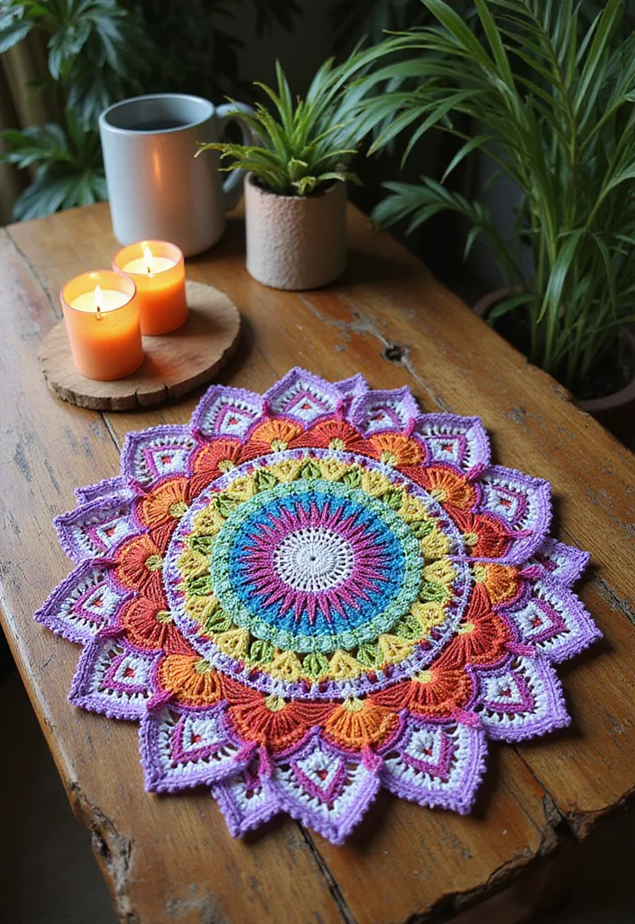 Free Crochet Doily Patterns: Lace Design Guide with 17 Intricate Visual Inspirations - 4. Mandala Doily Delight