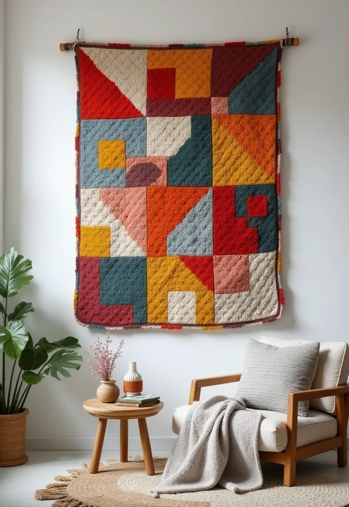 Mosaic Crochet Patterns Free: Geometric Design Guide with 19 Vibrant Visual Inspirations - 1. Bold Geometric Wall Hanging
