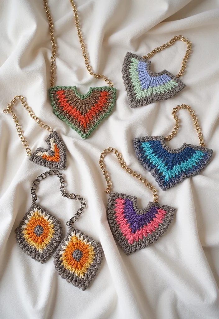 Mosaic Crochet Patterns Free: Geometric Design Guide with 19 Vibrant Visual Inspirations - 11. Mosaic Crochet Jewelry