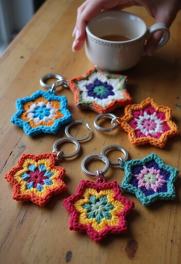 Mosaic Crochet Patterns Free: Geometric Design Guide with 19 Vibrant Visual Inspirations - 12. Crochet Mosaic Keychains