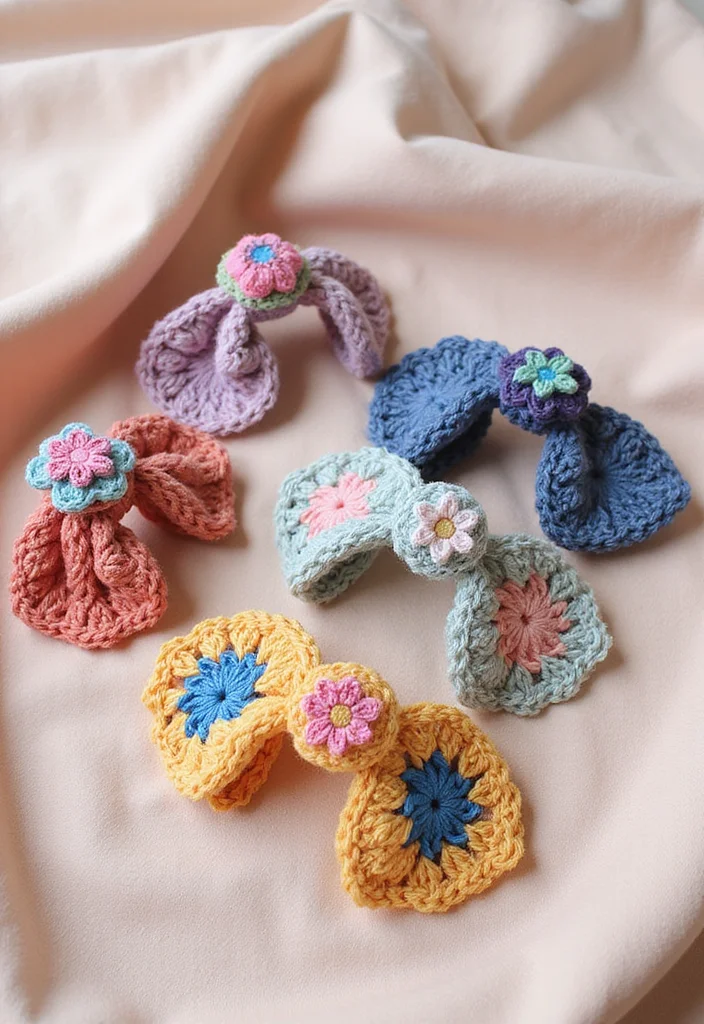 Mosaic Crochet Patterns Free: Geometric Design Guide with 19 Vibrant Visual Inspirations - 16. Crochet Mosaic Hair Accessories