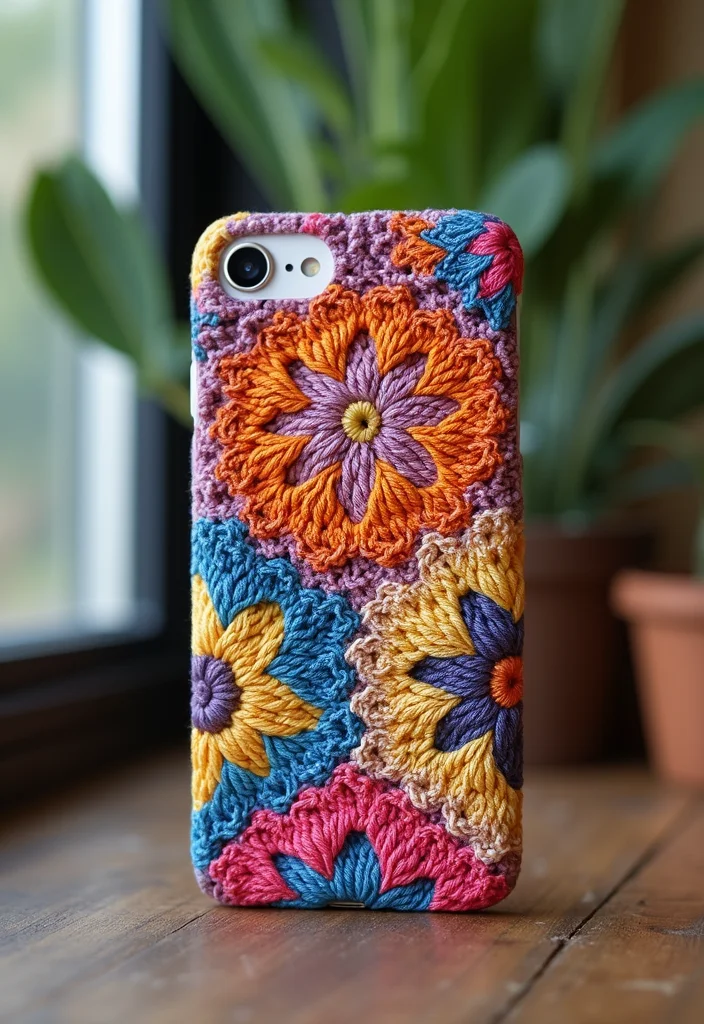 Mosaic Crochet Patterns Free: Geometric Design Guide with 19 Vibrant Visual Inspirations - 17. Crochet Mosaic Phone Case