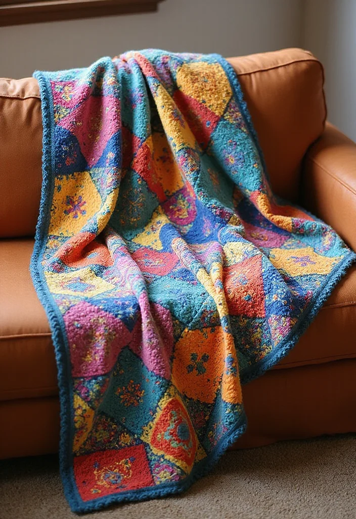 Mosaic Crochet Patterns Free: Geometric Design Guide with 19 Vibrant Visual Inspirations - 2. Colorful Mosaic Throw Blanket