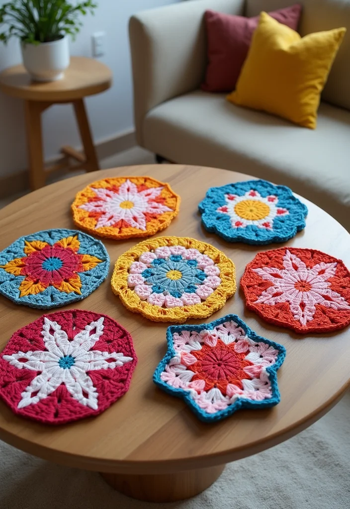 Mosaic Crochet Patterns Free: Geometric Design Guide with 19 Vibrant Visual Inspirations - 3. Geometric Crochet Coasters