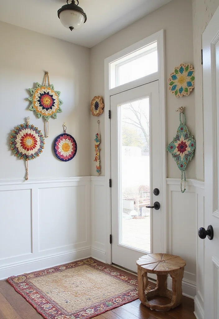 Mosaic Crochet Patterns Free: Geometric Design Guide with 19 Vibrant Visual Inspirations - 8. Vibrant Mosaic Wall Hooks