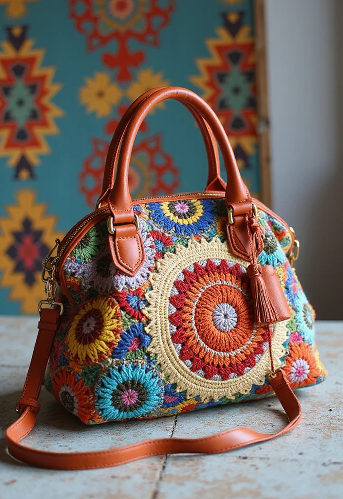 Mosaic Crochet Patterns Free: Geometric Design Guide with 19 Vibrant Visual Inspirations - 9. Crochet Mosaic Bag