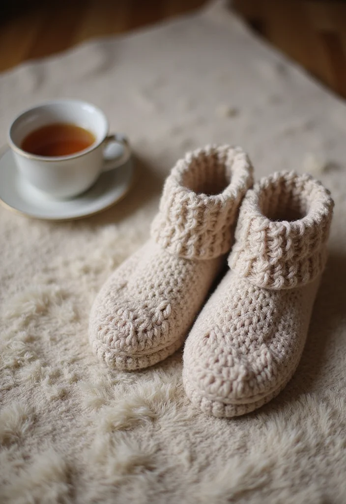 Scrap Yarn Crochet Projects: Eco-Friendly Ideas with 18 Creative Visual Inspirations - 12. Cozy Crochet Slippers