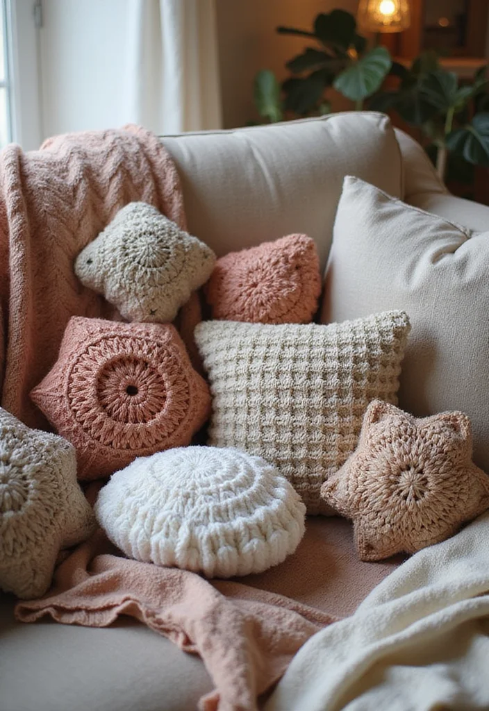 Scrap Yarn Crochet Projects: Eco-Friendly Ideas with 18 Creative Visual Inspirations - 7. Adorable Crochet Pillows