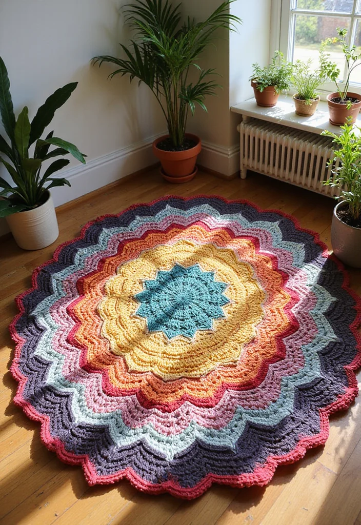 Scrap Yarn Crochet Projects: Eco-Friendly Ideas with 18 Creative Visual Inspirations - 8. Creative Crochet Rugs