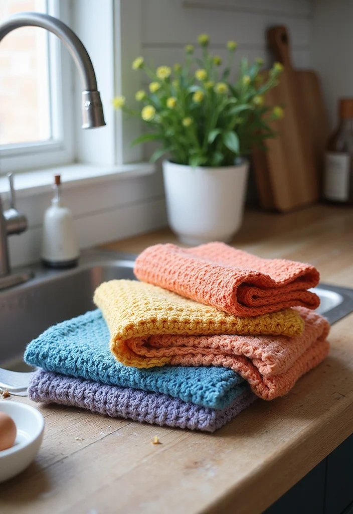 Scrap Yarn Crochet Projects: Eco-Friendly Ideas with 18 Creative Visual Inspirations - 9. Functional Crochet Dishcloths