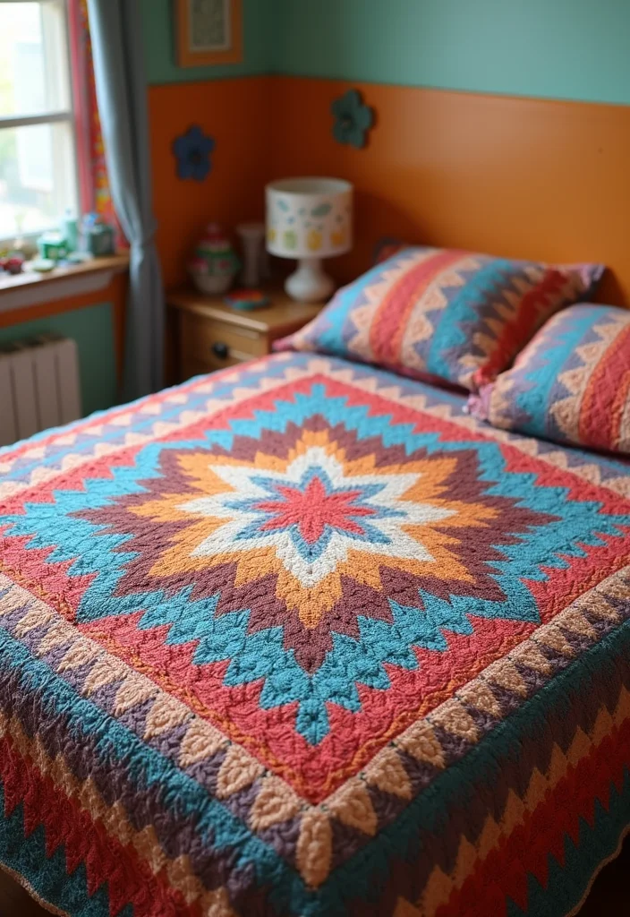 Star Blanket Crochet Pattern: Radiant Design Guide with 20 Inspiring Visual Inspirations - 11. Star Blanket with Borders