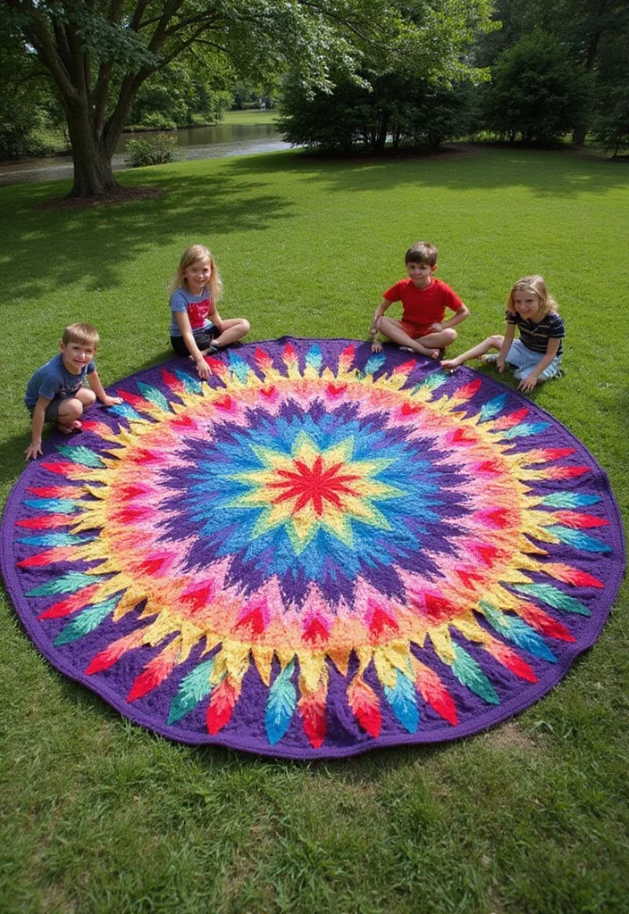 Star Blanket Crochet Pattern: Radiant Design Guide with 20 Inspiring Visual Inspirations - 12. Circular Star Blanket