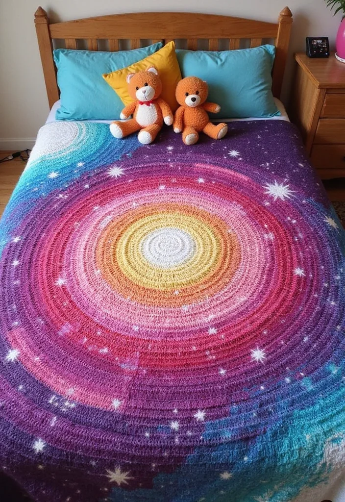 Star Blanket Crochet Pattern: Radiant Design Guide with 20 Inspiring Visual Inspirations - 2. Rainbow Galaxy Blanket